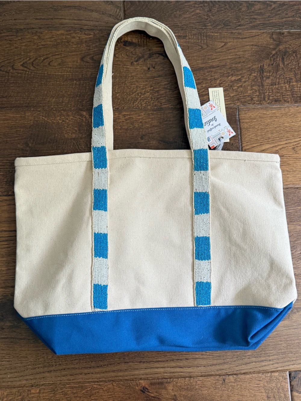 Beaded Lobster Canvas Tote Bag Nautical Coastal Beach Summer Purse NWT - Picture 3 of 7